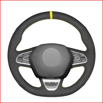 

Black Suede Hand Sew Soft Wrap Car Steering Wheel Cover for Renault Kadjar Koleos Megane Talisman Scenic Espace 2015-2018