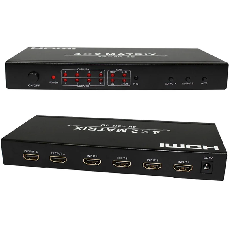 

HDMI Matrix 4K 2K 3D 1080P HDMI Matrix 4X2 2X2 Switch Splitter Converter Adapter with remote control