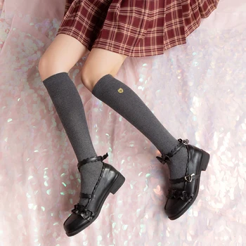 

South Korea Harajuku Classic Versatile JK Uniform Cotton Embroidery Tube Socks College Style GIRL'S Versatile Mid-length Sock