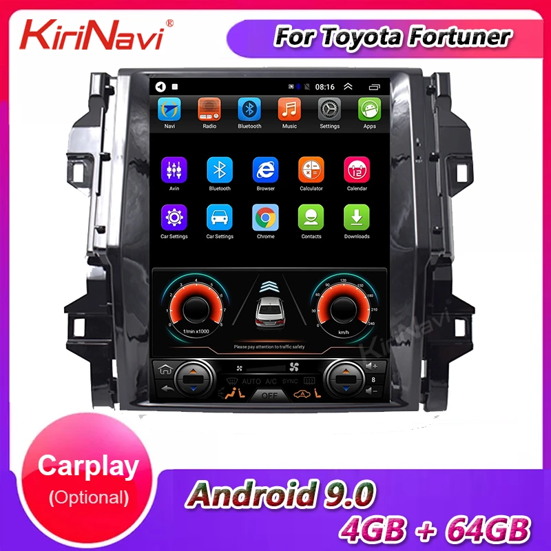Автомобильный Dvd плеер KiriNavi с вертикальным экраном 12 1 дюйма Tesla Style Android 9 0 для Toyota