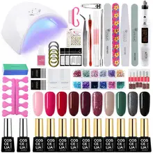 Coscelia 36W Led Nail Polish Dryer Lampada Unghie Artistiche Manicure Strumento di 10 Colori Gel Nail Polish Uv Del Chiodo Set per manicure Set(China)