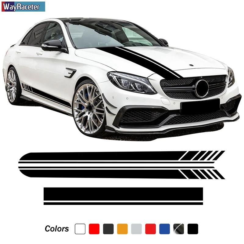 Edition 1 Amg Car Hood Decal Side Stripes Skirt Sticker For Mercedes ...