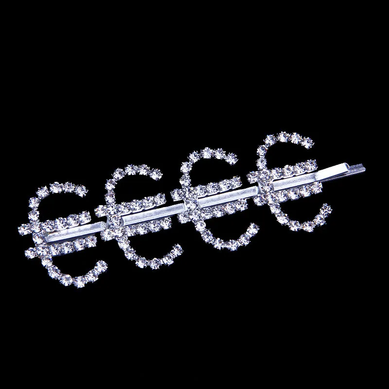 CCCC-Silver Stonefans уникальный доллар деньги горный хрусталь заколка для волос буквы заколка кристалл невесты Weedding аксессуары для волос для женщин - Окраска металла: CCCC-Silver