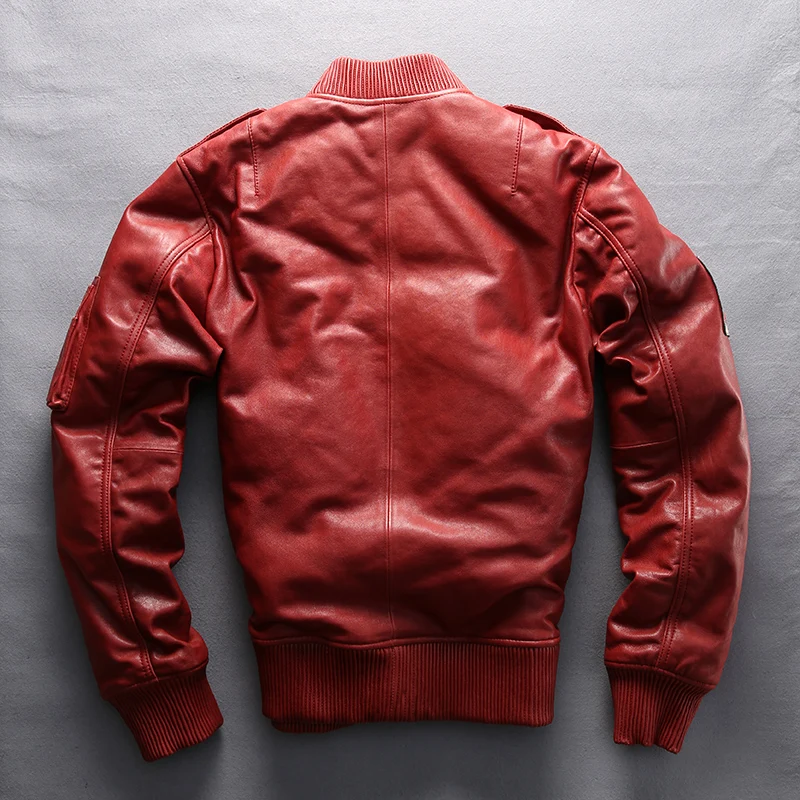 Avirex fly мужские пуховики из натуральной кожи, модные красные куртки из овчины, куртки пилота для русской зимы, M-6XL