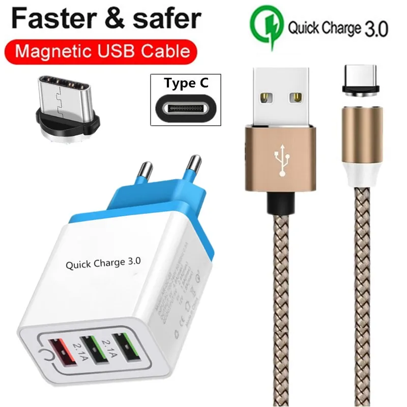 Магнитный кабель QC 3 0 зарядное устройство для ONEPLUS 7T 7 PRO 6 6T 5T 3T 2 Micro USB MEIZU 16S 16XS 15 16 Plus