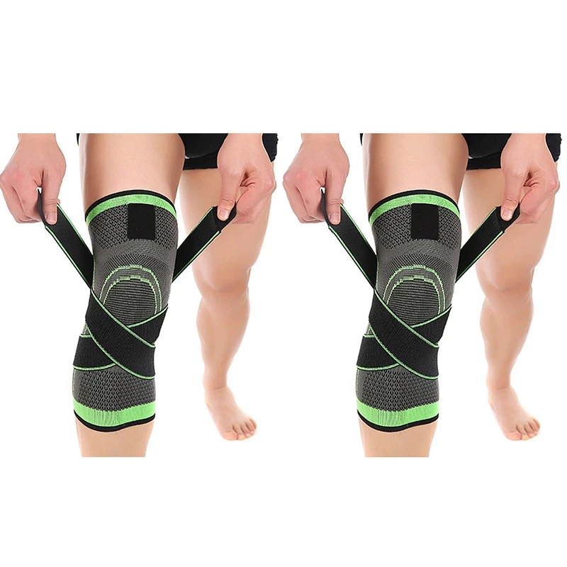 

2pcs 3D Weaving Pressurization Knee Brace Hiking Cycling Knee Support Protector Knee Pad - M & L