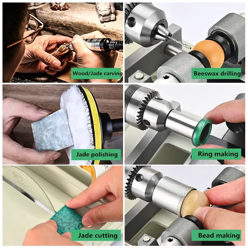 5 IN 1 Multifunctional Desktop Polishing Machine Jade Carving Grinding Cutting Machine Round Bead Punching 220V 750W
