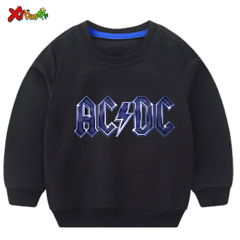 Свитера для маленьких мальчиков; Осенняя модная детская толстовка ACDC; белый Хлопковый пуловер для маленьких девочек; милый детский топ с длинными рукавами