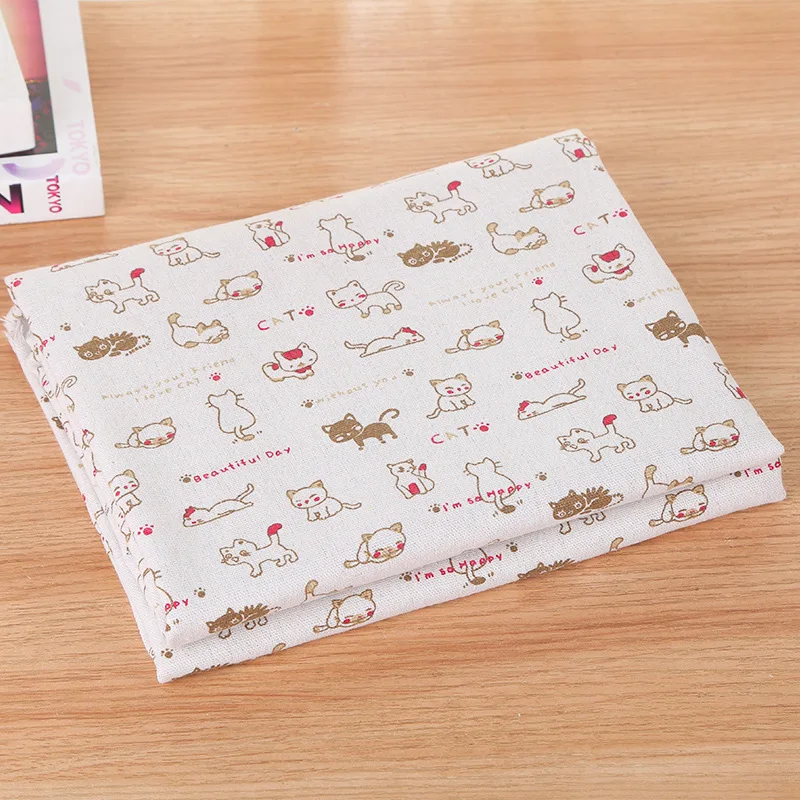 Lychee жизнь DIY 50 см x 150 см набивной рисунок кота ткань высокого качества швейная льняная ткань материал для сумок одежды