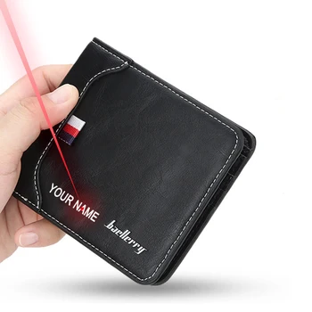 

Man's Short Wallet Personalised Name on The Wallet Free Engraving Purse Card Holder for Male PU Leather Small Wallet
