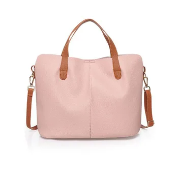 

2019 new European and American women＇s soft leather bag lychee pattern solid color shoulder bag