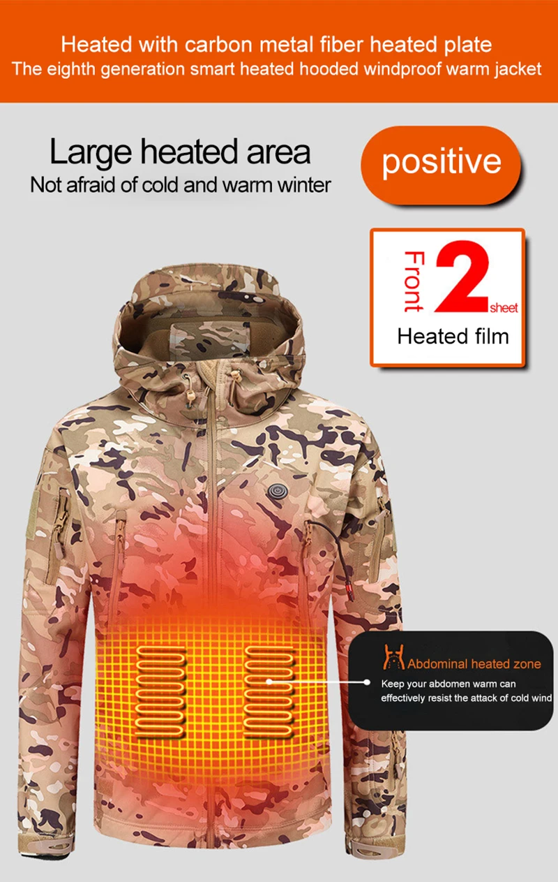 mens jackets sale Winter New Electric Heating USB Smart Men Women Thick Heated Jackets Camouflage Hooded Heat Hunting Ski Suit mens jackets sale