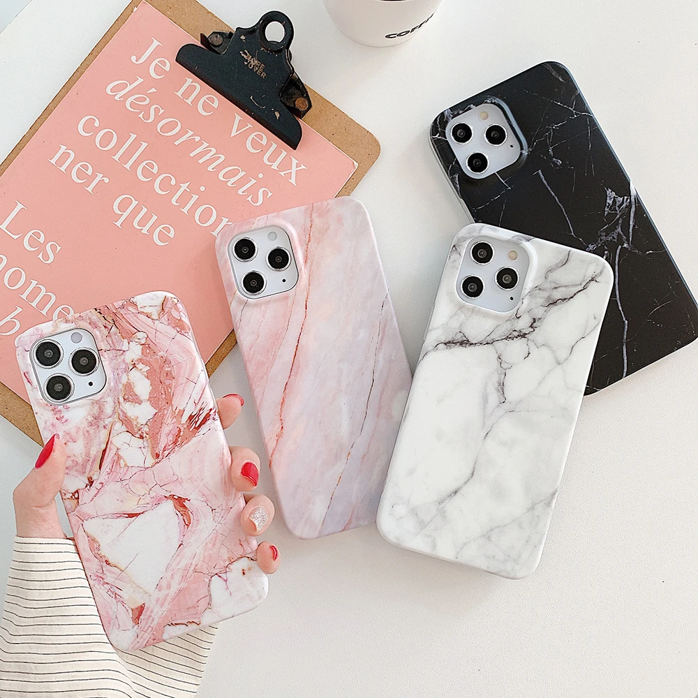 LOVECOM Classic Vintage Marble Phone Case For iPhone 13 11 12 Pro Max Mini XR XS Max 8 7 Plus X Soft IMD Phone Back Cover Cases phone cases for iphone 11 Pro Max 