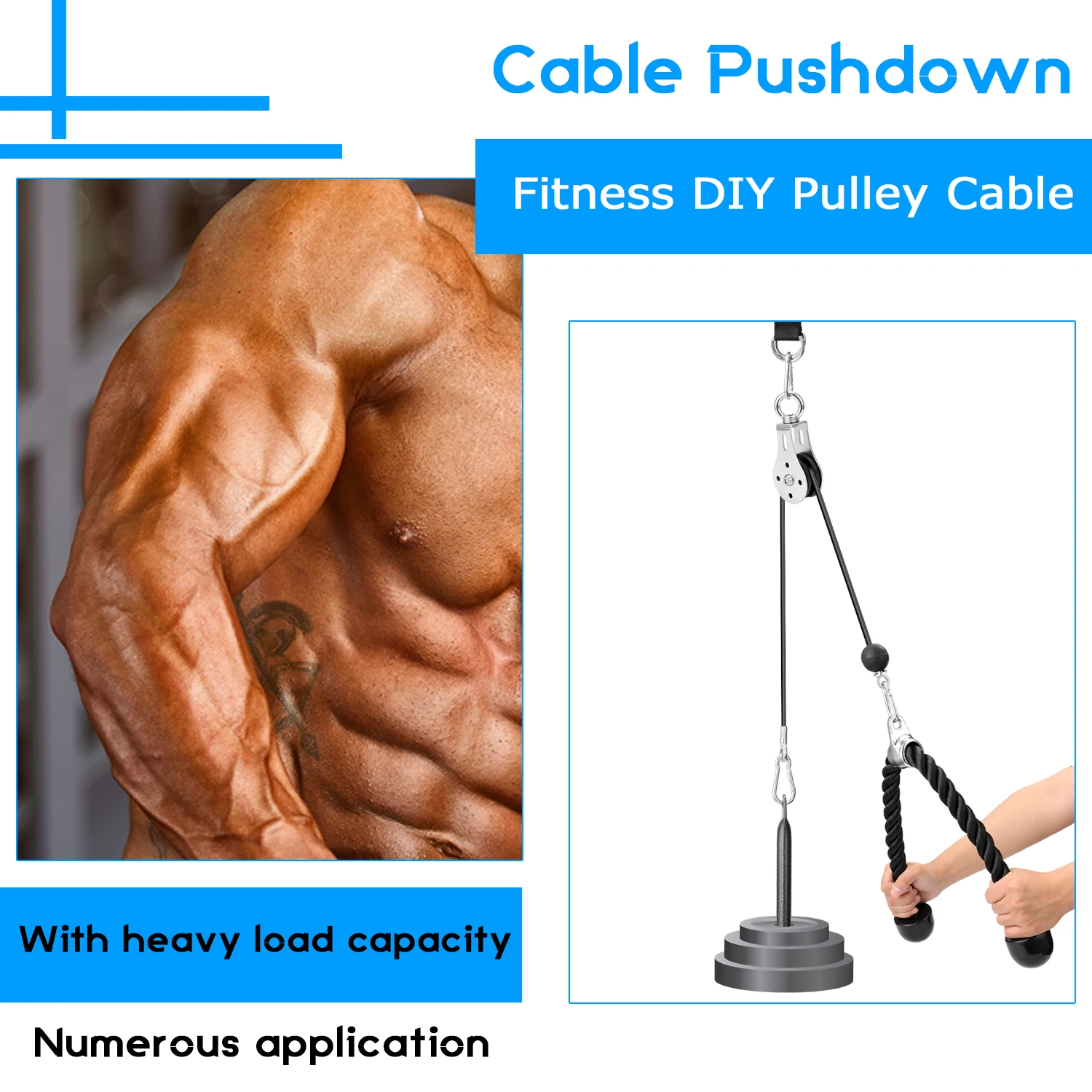 Bandas Elasticas Fitness Equipment DIY Pulley Cable Machine Attachment System Lifting Arm Biceps Triceps Blaster Hand Strength arm strength trainer hand wrist exerciser pull bar