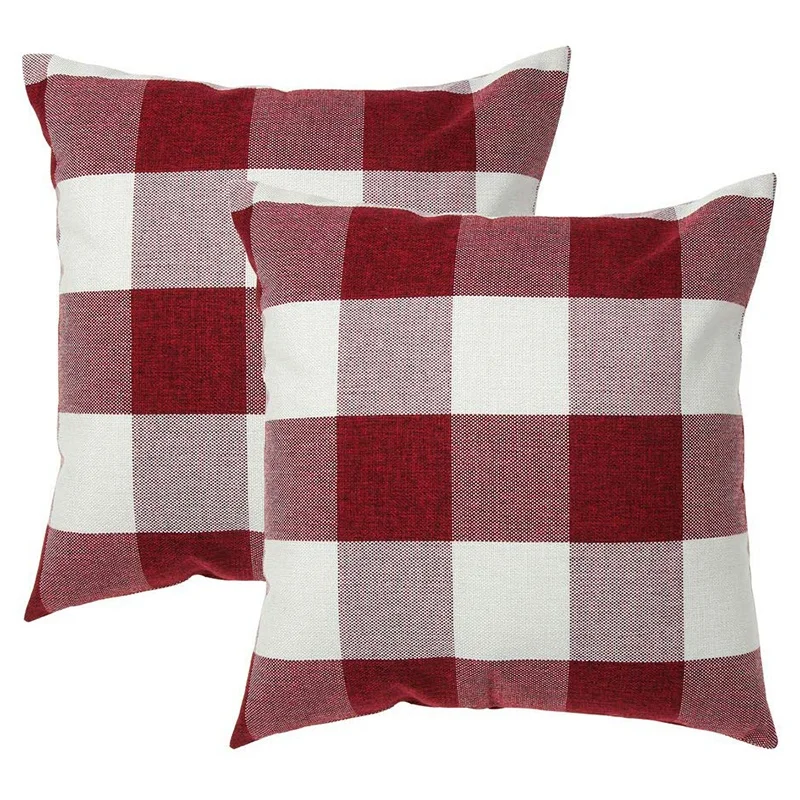 

Checked Pillowcases Pillowcases Cushion Cover Pillowcases Home Decor Sofa 45 x 45 cm, Red and White