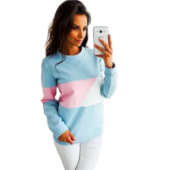 

LADY female New Autumn Casual Sweater Round Neck Long Sleeve Fashion Color Matching Shirt For Women's