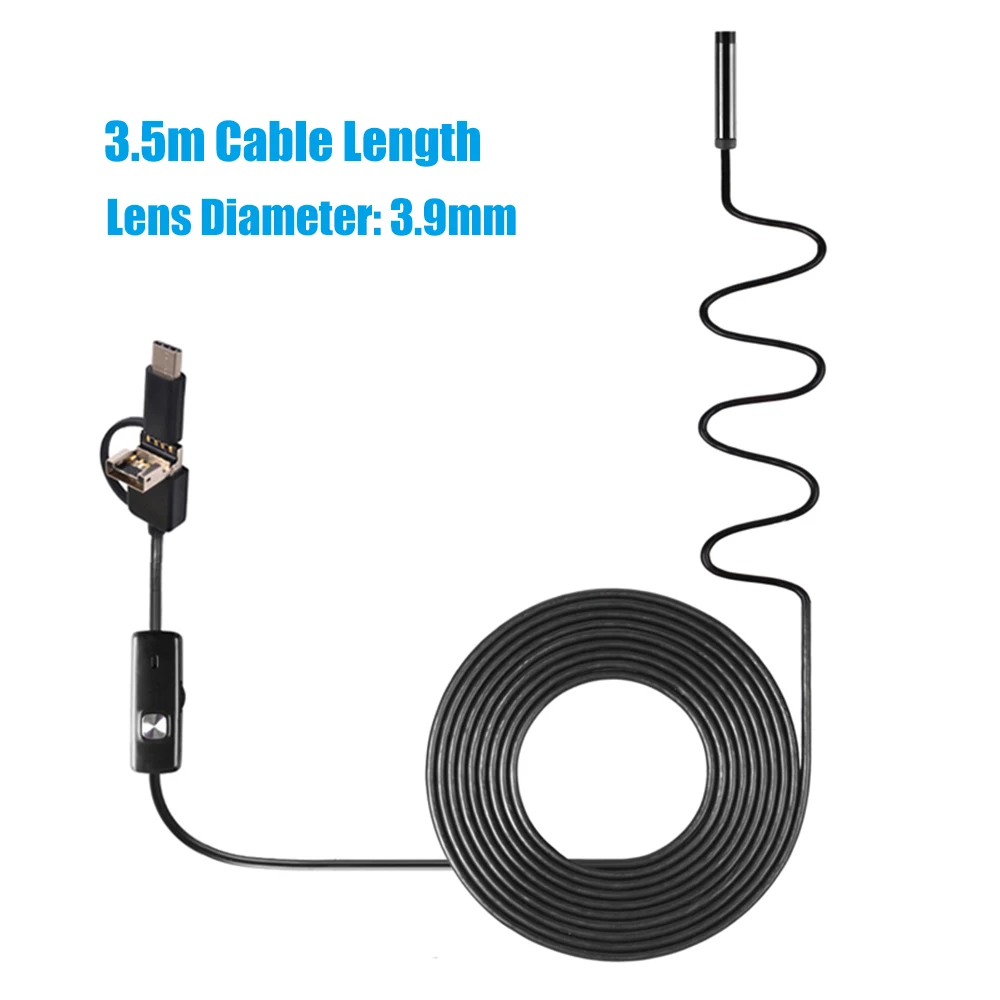 3-в-1 промышленный эндоскоп бороскоп Камера Встроенный 6 светодиодов IP67 Водонепроницаемый Тип usb-C эндоскоп для смартфонов на базе Android/ПК