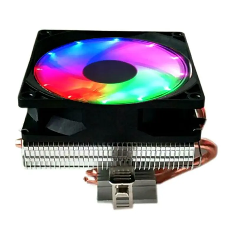 Процессор кулер 2 Медь тепловых трубок 4Pin Процессор Вентилятор охлаждения с 5 цветов светильник для LGA 1151/1155/1156/AM2+/AM3+/AM4