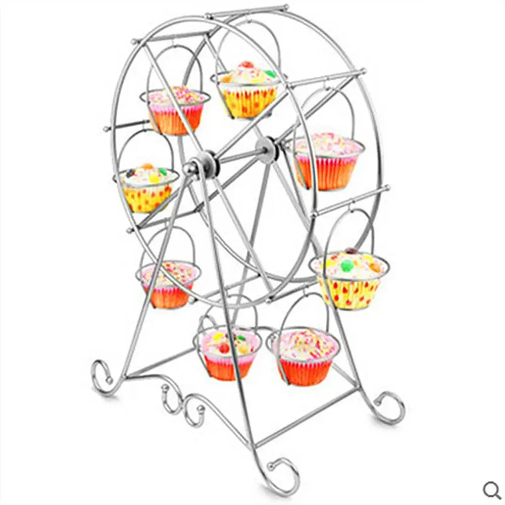 Нержавеющая сталь вечерние поворотные Кондитерские кексы держатель 8 принадлежности для чашек торт стенд колесо обозрения кухня дома