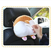 Автомобильные тканевые коробки, мультяшный Автомобильный держатель для салфеток, поднос на заднем сиденье, кошачий корги, попки, диспенсер для салфеток, автомобильная бумажная коробка для салфеток
