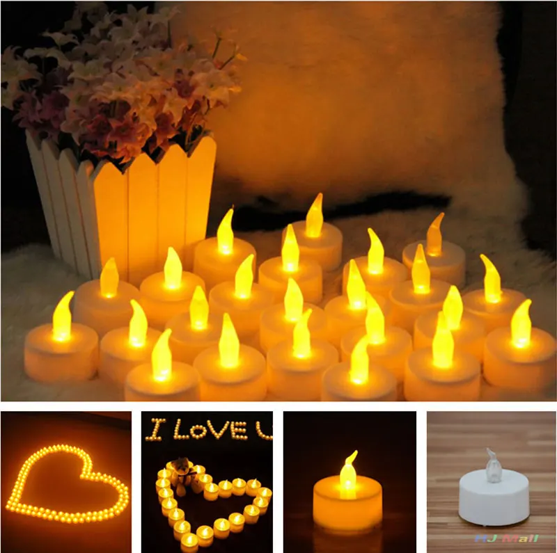 12 Светодиодный светильник для свечей, украшения для чайных свечей, вечерние, свадебные, домашние, безопасные лампы-свечи и светильник, беспламенный, Рождественский