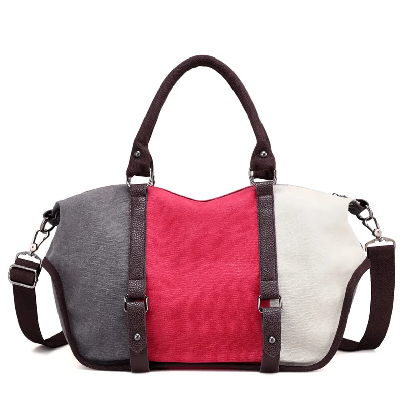 

Large handbags ladies satchels high quality canvas high capacity bags panelled bags for women 2019 single bag fashionable