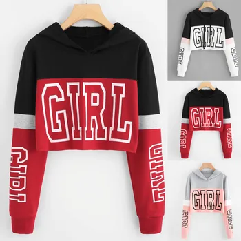 

Women Printing Long Sleeve Hoodie Sweatshirt Hooded Pullover Tops Blouse Maglia da donna con cappuccio a manica lunga corta #L5