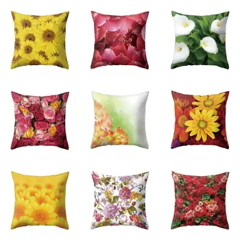 

Pillow Case 45*45 Tulip Sunflower Rose Pattern Pillowcases Throw Pillow Cases Pillow Cover Decorative Pillows Sofa Body Pillow