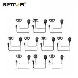 10 pces d tipo gancho de ouvido fone de ouvido walkie talkie ptt para retevis h777/rt22 para tyt para kenwood baofeng UV 5R uv82 GT 3 rádio