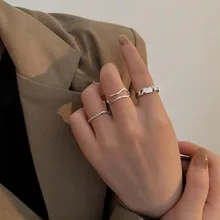 

3pcs/set White Enamel Round Metal Ring Sets Geometric Twist Open Adjustable Rings Sets for Women Girl Jewelry Gifts