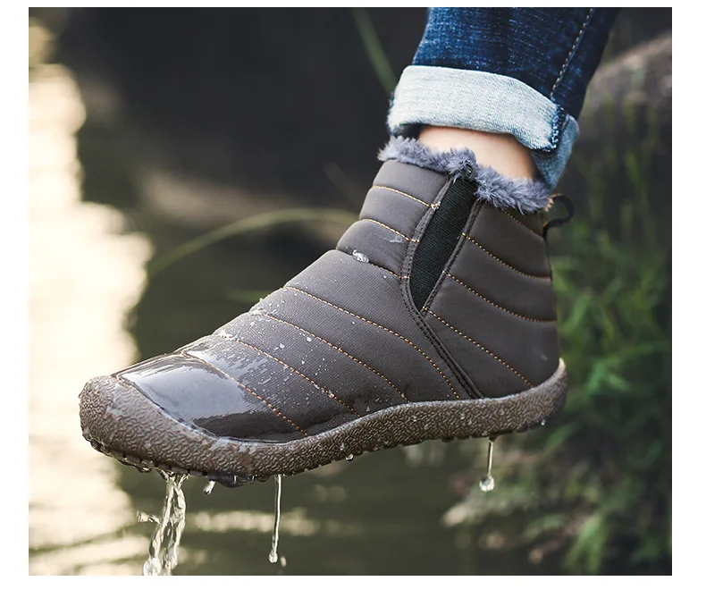 MRCAVE/зимние ботинки для мужчин, теплые меховые водонепроницаемые Нескользящие ботинки плюшевые Мужские Зимние ботильоны сохраняющие тепло, размеры 39-48