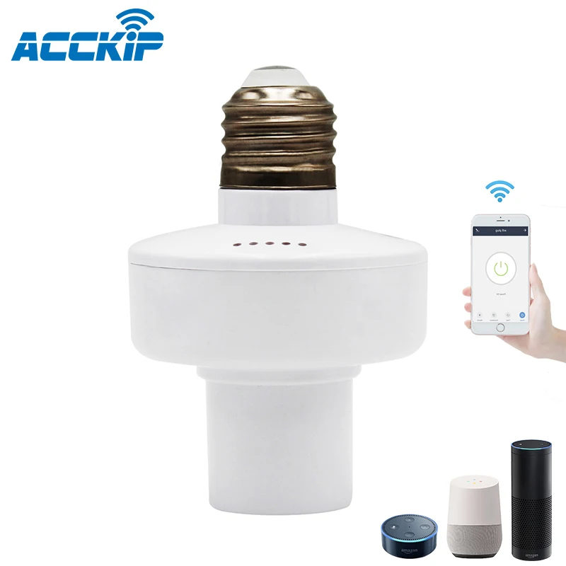 

ACCKIP Wi-Fi Wireless Control Lamp Holder E27 Universal WiFi Light Lamp Bulbs Adapter Smart Home Switch supporto lampada wifi