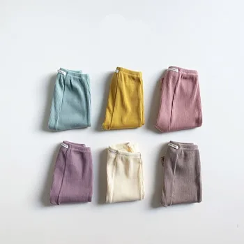 

2020 Spring Autumn New Newborn Baby Girls Boys Ribbed Solid Pants Cute All-match Knitted Webbing Big PP Pants Trend Bottoms