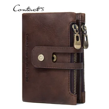 

New 100% Genuine Leather Men Wallet Small Men Wallets Zipper Hasp Male Short Coin Purse Brand Card Case Fashion Standard Wallets