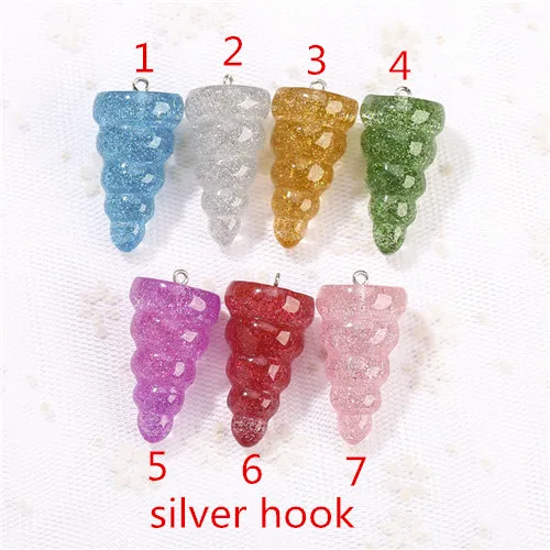 silver hook 10 шт. 36*17 мм Medi Размер Радужный Блеск Единорог Рог Подвески Единорог ювелирные изделия ожерелье подвеска Подвески на брелки для ключей для украшения своими руками - Окраска металла: silver hook