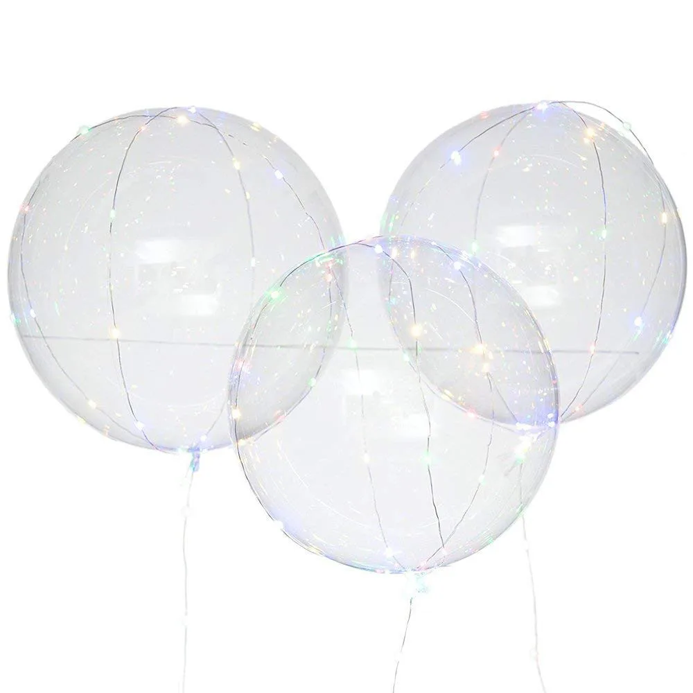 

3Pcs Reusable Luminous Led Balloon Transparent Round Bubble Decoration Party