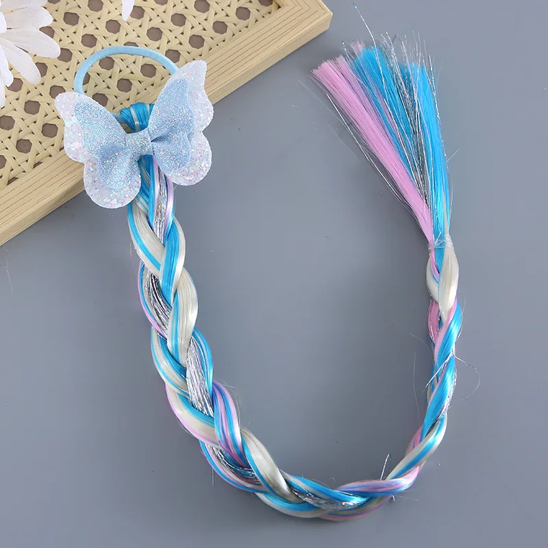 Princess Wig Hair Ropes Cute Girls Princess Twist Braid Elastic Hair Bands Ponytail Headwear Elsa Unicorn Kids Hair Accessories born baby accessories	 Baby Accessories