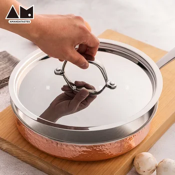 

Three-layer hammer copper steak uncoated pot single handle frying pan household multi-function heat conduction fast cooker