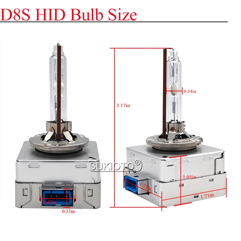 SUKIOTO Original 2PCS Super Brightness 35W 55W D8S Xenon HID Bulb Car Styling Metal Holder 5500K White D8S HID Headlight Bulbs (6)