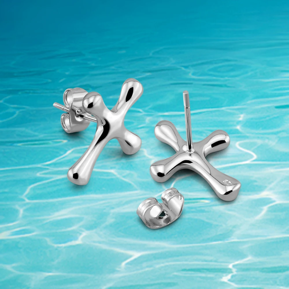 925 Sterling Silver Punk Korean Earrings Cross Stud Women Jewelry Studs Small | Украшения и аксессуары
