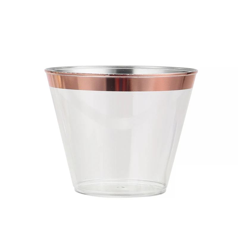 Beste 50Pcs Fashion Wegwerp Wijn Glas Rand Decor Plastic Wijn Sap Glas Cup voor Wedding Party Champagne Cocktail Cup Supplies