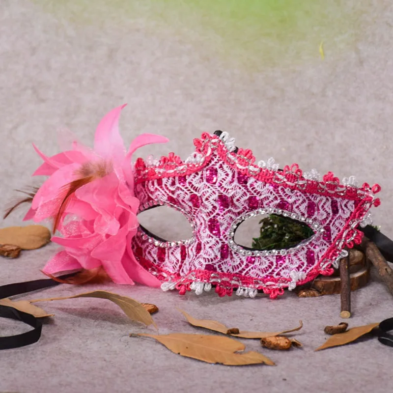Sexy Diamond Mask Venice Feather Flower Wedding Carnival Party Performance Purple Costume Sex Lady Mask Masquerade