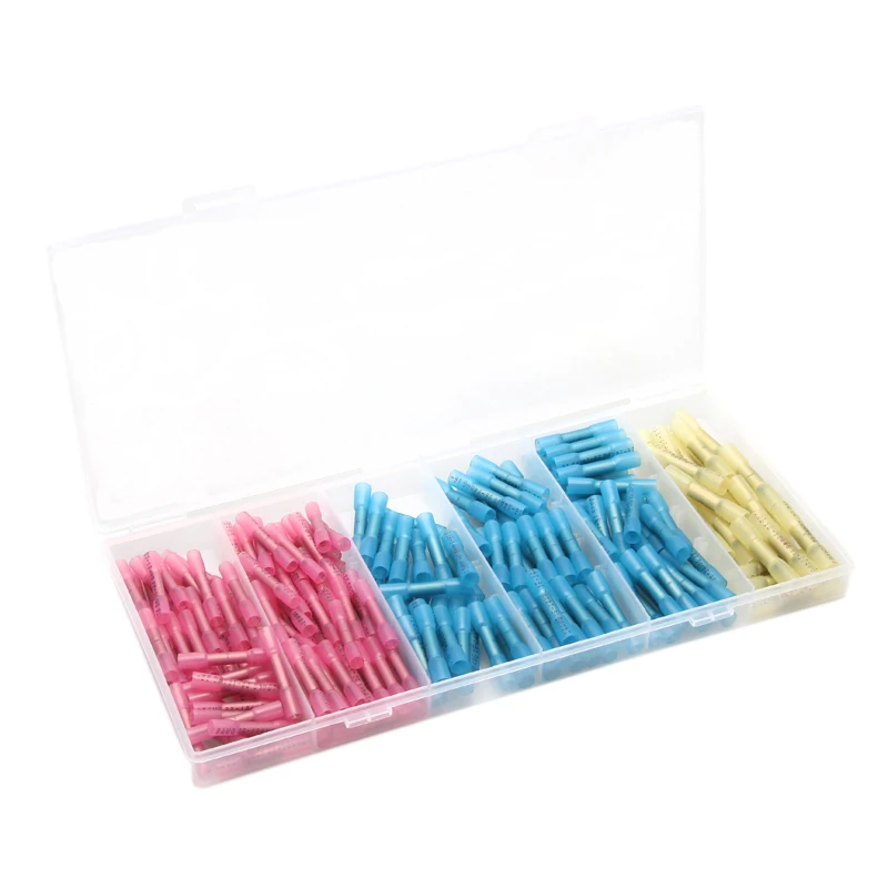 

200Pcs Heat Shrink Butt Connectors Terminals Insulated Waterproof Electrical Wire Terminals Kit Marine Automotive Wire Connector