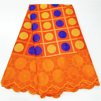 

orange swiss voile lace fabric with sotnes 100%cotton embroidered guinea brocade fabrics for wedding african dry lace 5yards