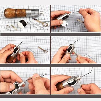 

Sewing Stitcher Awl Needle Tool Kit For Leather Canvas Repairing Craft For Repairing Backpacks, Sleeping Bags Tents Canvas Bags