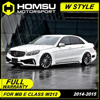 

W style FRP Unpainted Car Body Kit Front Rear Bumper Side Skirts Wheel Eyebrows Exhaust Pipes For Benz E Class W212 2014-2015