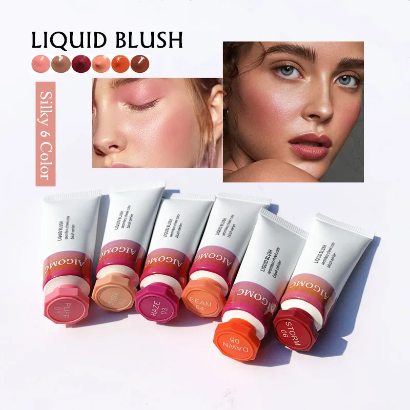 Face Liquid Blush Cosmetics Blusher Gel Creamy Rouge 6 Colors Long Lasting Natural Cheek Waterproof Blush Palette Make Up 10ML