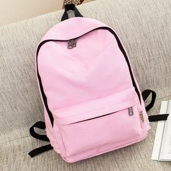 

Simple Solid Color Schoolbag Backpack for Men and Women Fashion College Style Backpack Canvas Computer Bag