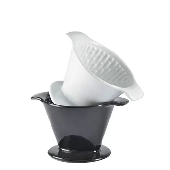 

New Ceramic V60 Style Thickened Drip Coffee Filter Cup for 2 ~ 4 People, Ceramic Hand-made Coffee Cup Fan-shaped Four Holes