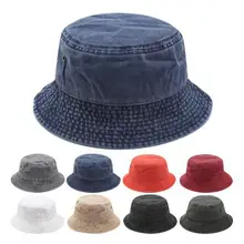 Потертая хлопковая черная Мужская шляпа-Панама Летняя джинсовая шляпа Boonie УФ Защита от солнца Пешие прогулки Рыбалка шляпа Bob Chapeau